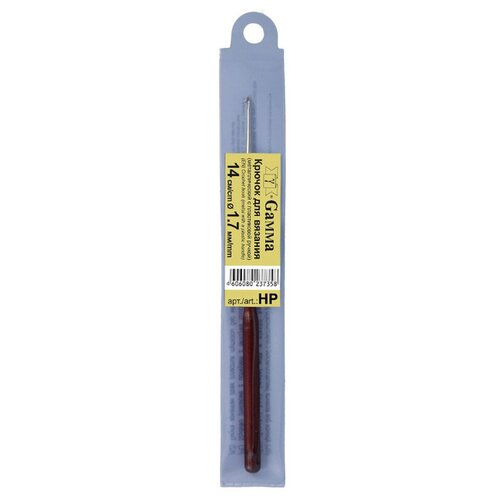 Для вязания Gamma HP крючок с пласт. ручкой сталь d 1.7 мм 14 см в чехле .
