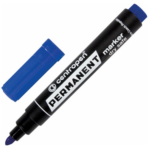 Маркер перманентный Centropen 8510 синий, пулевидный, 2,5мм, устойчив к высыханию маркер перманентный centropen 8510 черный пулевидный 2 5мм устойчив к высыханию