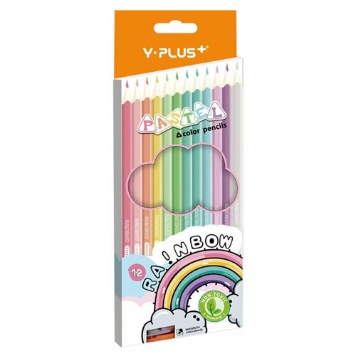 Карандаши цветные 12цв Y-Plus Rainbow Pastel + точилка