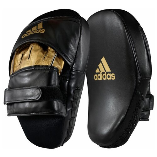 Лапы adidas Training Curved Focus Mitt Short черно-золотые боксерские лапы из натуральной кожи danata star master черно желтые пара