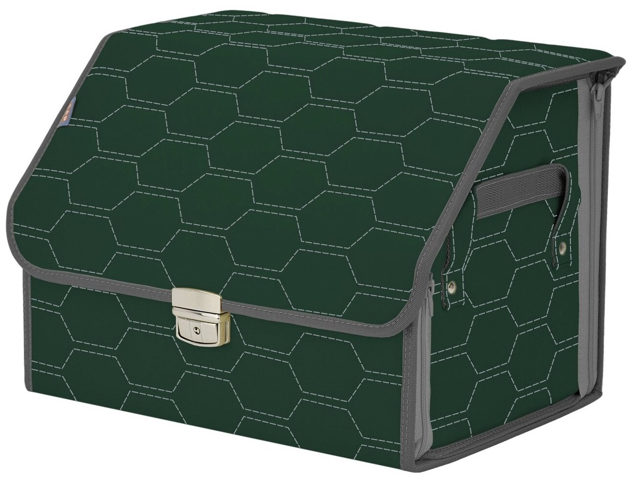 Органайзер-саквояж в багажник "Союз Премиум" (размер M). Цвет: зеленый с серой прострочкой Соты.