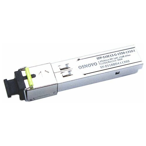 OSNOVO SFP-S1SC13-G-1310-1550-I промышленный SFP модуль модуль sfp osnovo sfp s1sc12 g 1310 1550 i до 1 25 гбит c sc 12дб расстояние передачи до 3км tx 1310 rx 1550 поддержка ddm