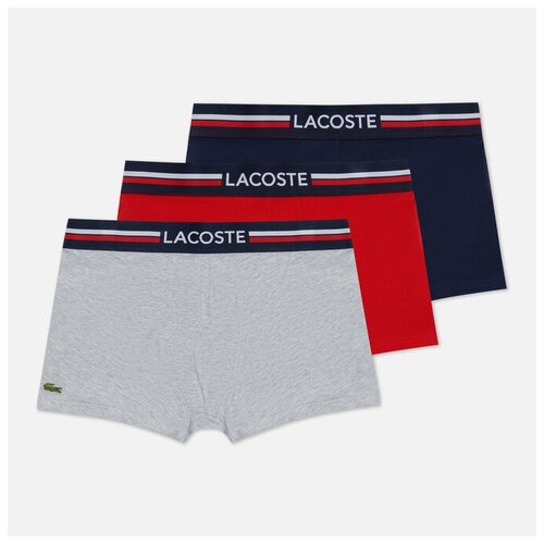 Комплект мужских трусов Lacoste 3-Pack Iconic Three-Tone Waistband синий, Размер S