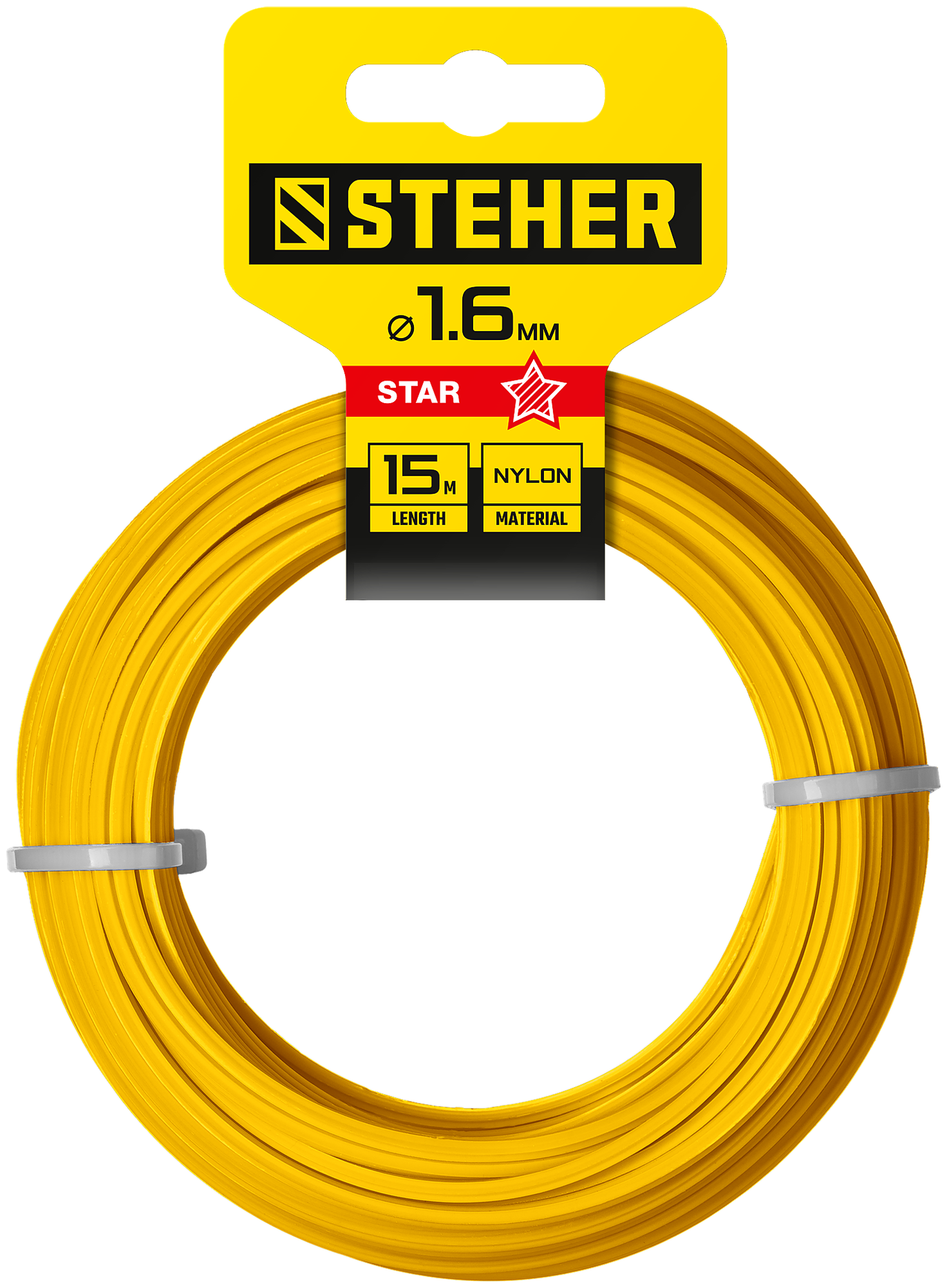 Леска для триммера звезда 1.6 мм 15 м STEHER 75010-1.6