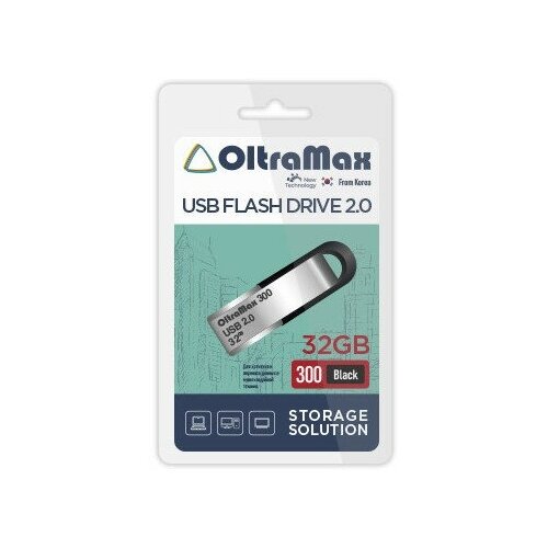 Флеш-накопитель 32Gb OltraMax 300, USB 2.0, пластик, чёрный