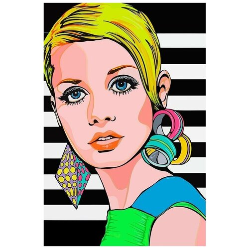 Картина по номерам на холсте девушка в стиле поп арт - 8909 В 60x40
