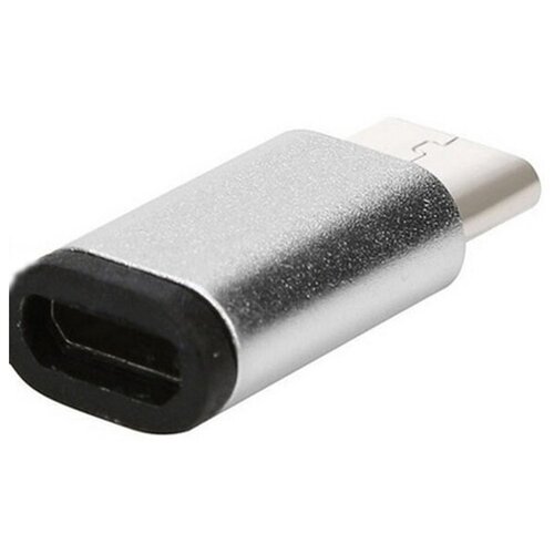 Переходник Type C - MicroUSB GSMIN Cay (Серебристый) адаптер переходник micro usb type c gsmin cay 5шт черный