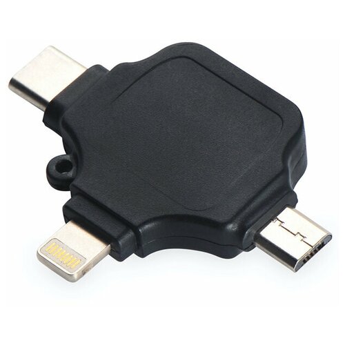 Аксессуар Переходник iNeez OTG USB Adapter 3in1 Lighting/micro/Type-C Black 912657