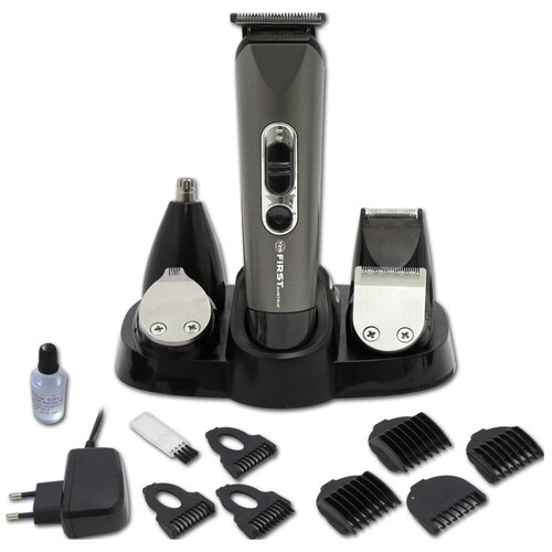 Набор для стрижки FIRST FIRST FA-5676-4 Grey аккумуляторная машинка батарея 2x600 mA 3 Вт 5 съемных лезвий Grey 140000₽