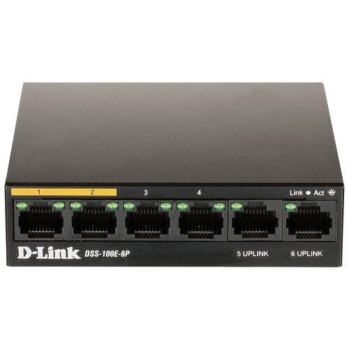 Коммутатор D-Link DSS-100E-6P коммутатор d link dss 200g 10mp управляемый количество портов 8x1 гбит с dss 200g 10mp a1a