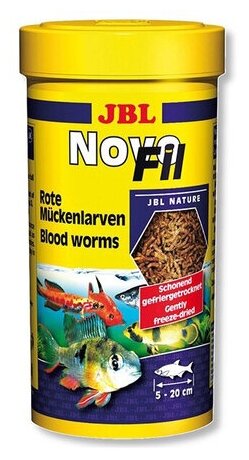 JBL NovoFil - Сушеный мотыль, доп. корм для привередливых рыб и черепах, 250 мл (20 г) - фотография № 1