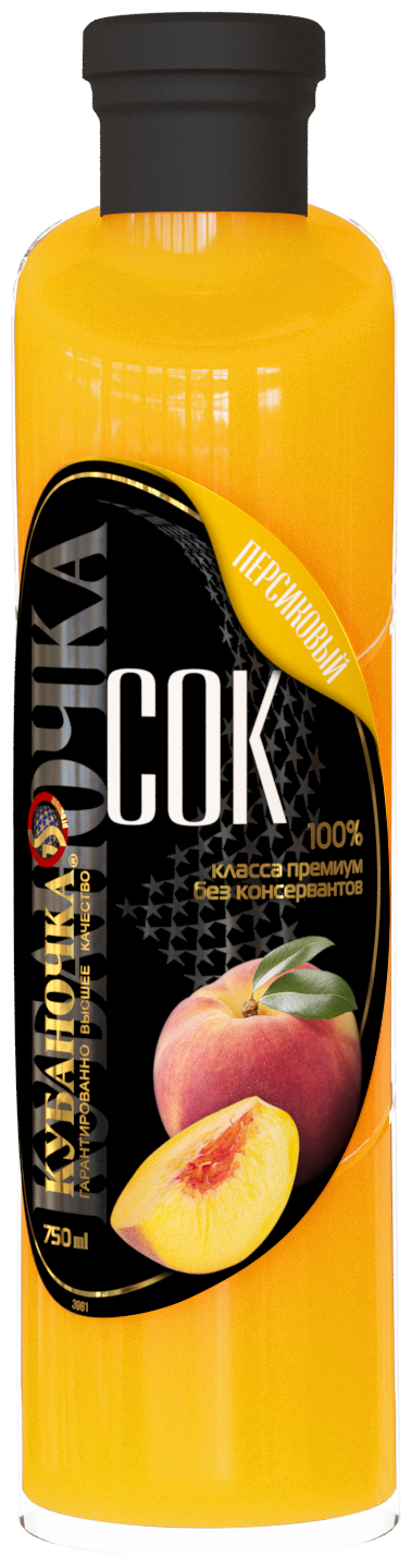 Сок персиковый Кубаночка, с мякотью, в бутылке 750 мл