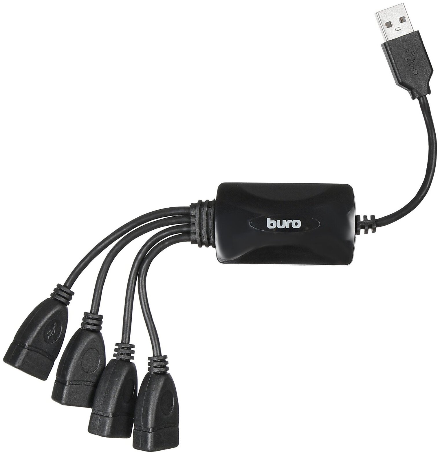 Разветвитель USB 2.0 Buro BU-HUB4-0.3-U2.0-Splitter 4 порта черный
