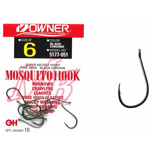 Крючок Owner 5177 Mosquito Hook BC № 6 крючок owner 5177 mosquito hook bc 10