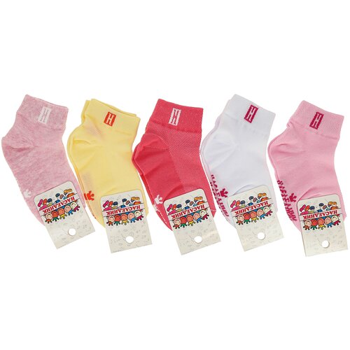 Носки для девочек ТМ Наследник МЛ20, комплект детских укороченных летних носков из 5 пар в различных цветах. Размер 12-14.