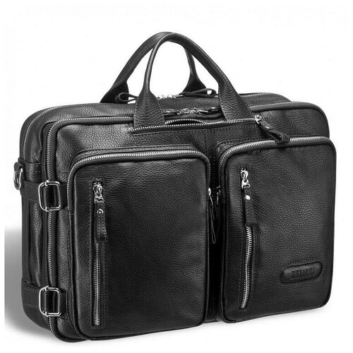 фото Сумка трансформер мужская brialdi norman relief black (черная) для формата a4 или ноутбука 15,6 дюймов из натуральной кожи