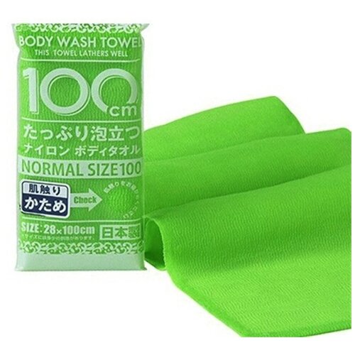 Yokozuna Мочалка Shower Long Body Towel для Тела Массажная Средней Жесткости Салатовая, 28/100 см