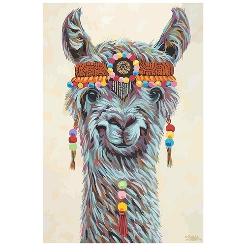 Картина по номерам на холсте Лама с повязкой (Альпака) - 8498 В 60x40