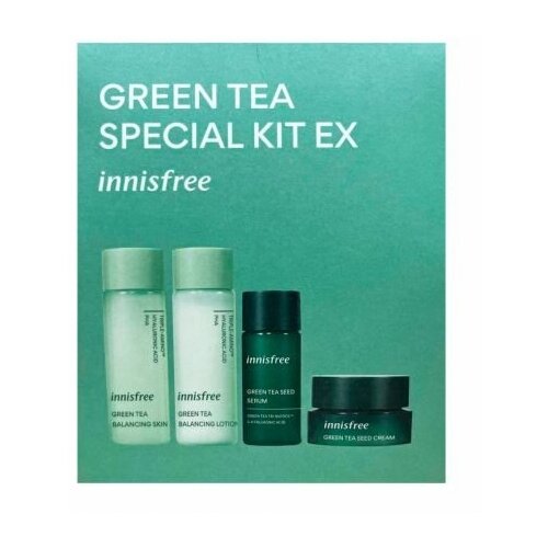 Innisfree Green Tea Special Kit EX Увлажняющий балансирующий набор для комбинированной кожи лица, 25 мл + 25 мл + 15 мл + 10 мл