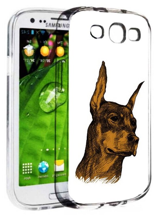Чехол задняя-панель-накладка-бампер MyPads скетч доберман для Samsung Galaxy S3 GT-I9300/Duos GT-I9300I противоударный