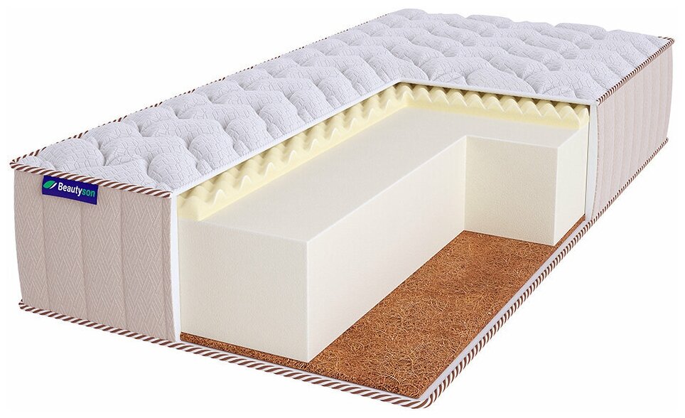 Матрас ортопедический беспружинный Beautyson FOAM 18 Massage Cocos LUX 80x180, односпальный, без клея, поставляется в рулоне