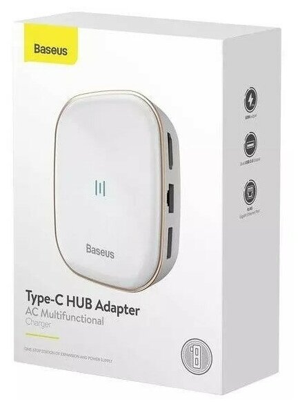 USB хаб Baseus AC Multifunctional 2USB/1C/HD 4K/SD/TF/RJ45 (CAHUB-AC02) белый