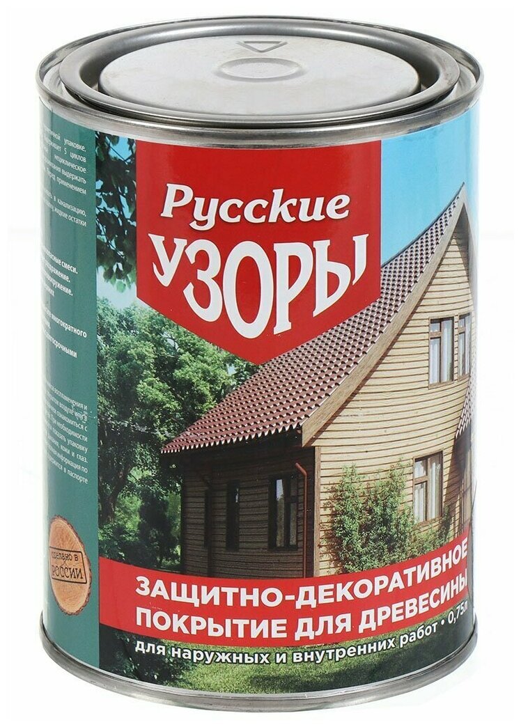 Защитно-декоративное покрытие Русские узоры для дерева сосна 0.75 л