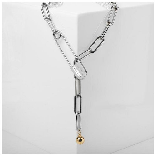 Комплект украшений Queen Fair, серебряный кулон цепь булавка с плетением цвет золото l 45 см