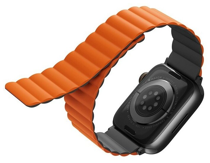 Ремешок Uniq Revix reversible Magnetic для Apple Watch 49-46-45-44 mm, серый/оранжевый
