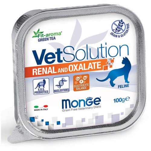 Влажный корм для кошек Monge VetSolution Renal and Oxalate, при проблемах с почками 12 шт. х 100 г (паштет)