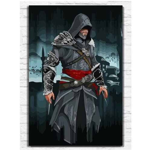 Картина по номерам на холсте игра Assassins Creed (Альтаир, Эцио) - 9187 В 60x40