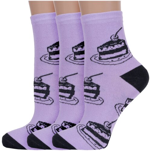Носки Альтаир, 3 пары, размер 21 (35-37), фиолетовый носки альтаир 3 пары размер 21 35 37 черный
