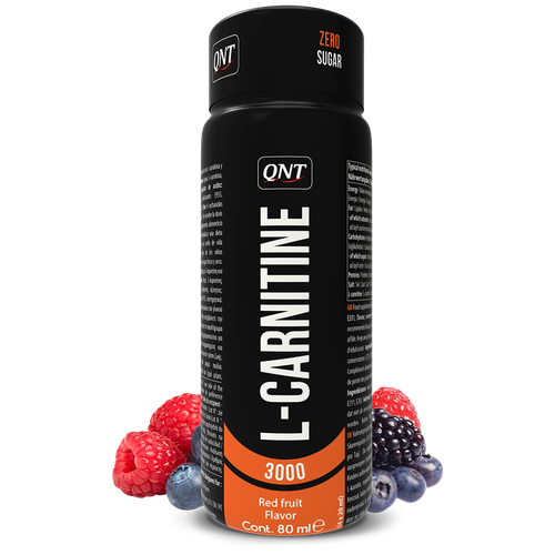 QNT L-Carnitine 3000mg Red Fruit flavor 12*80ml/ L-карнитин 3000 со вкусом красные фрукты 12*80 мл