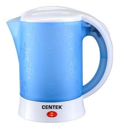 Чайник электрический Centek CT-0054 Blue, 600 Вт, 0.6 л, пластик, 2 ложки, бело-синий 4379872 Centek