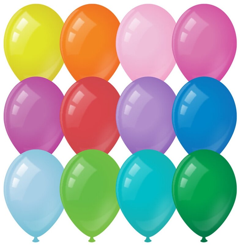 Воздушные шары, 100шт, М9/23см, MESHU, пастель, 12 цветов ассорти