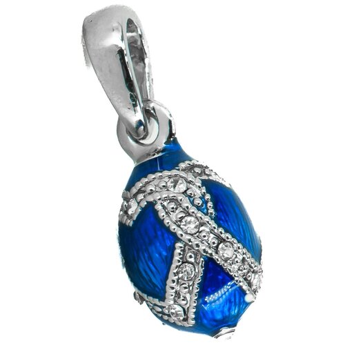фото Подвеска "св" в стиле фаберже, узор "сердце" 1,6 см синяя / серебристая