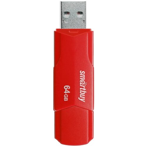 Флешка 64Gb USB 2.0 SmartBuy Clue, красный (SB64GBCLU-R) флешка 64gb usb 2 0 smartbuy clue желтый sb64gbclu y