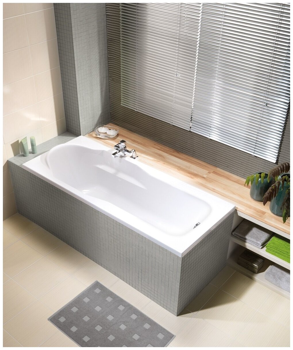 Ванна прямоугольная SANTANA 170x70(ультра белая), 100% литьевой акрил, глубина 43,5 см, Гарантия 10 лет (поставляется без комплектующих)