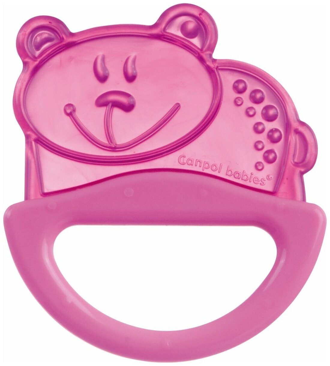 Погремушка Canpol babies с эластичным прорезывателем, 0+, цвет: розовый, форма: мишка