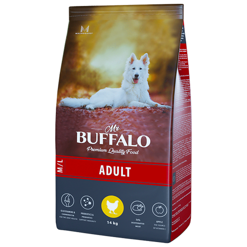 Mr.Buffalo Adult M/L Корм для собак средних и крупных пород (курица) 14кг