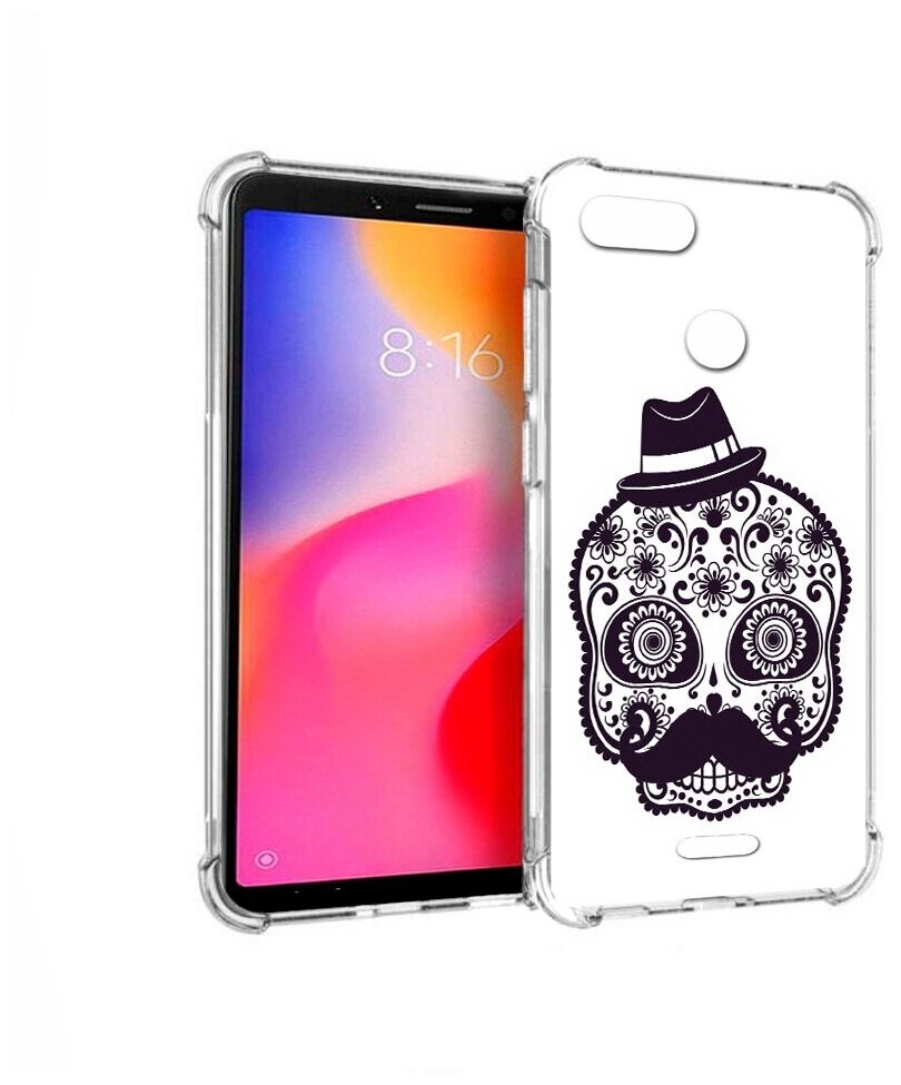 Чехол задняя-панель-накладка-бампер MyPads разрисованный скелет для Xiaomi Redmi 6 противоударный