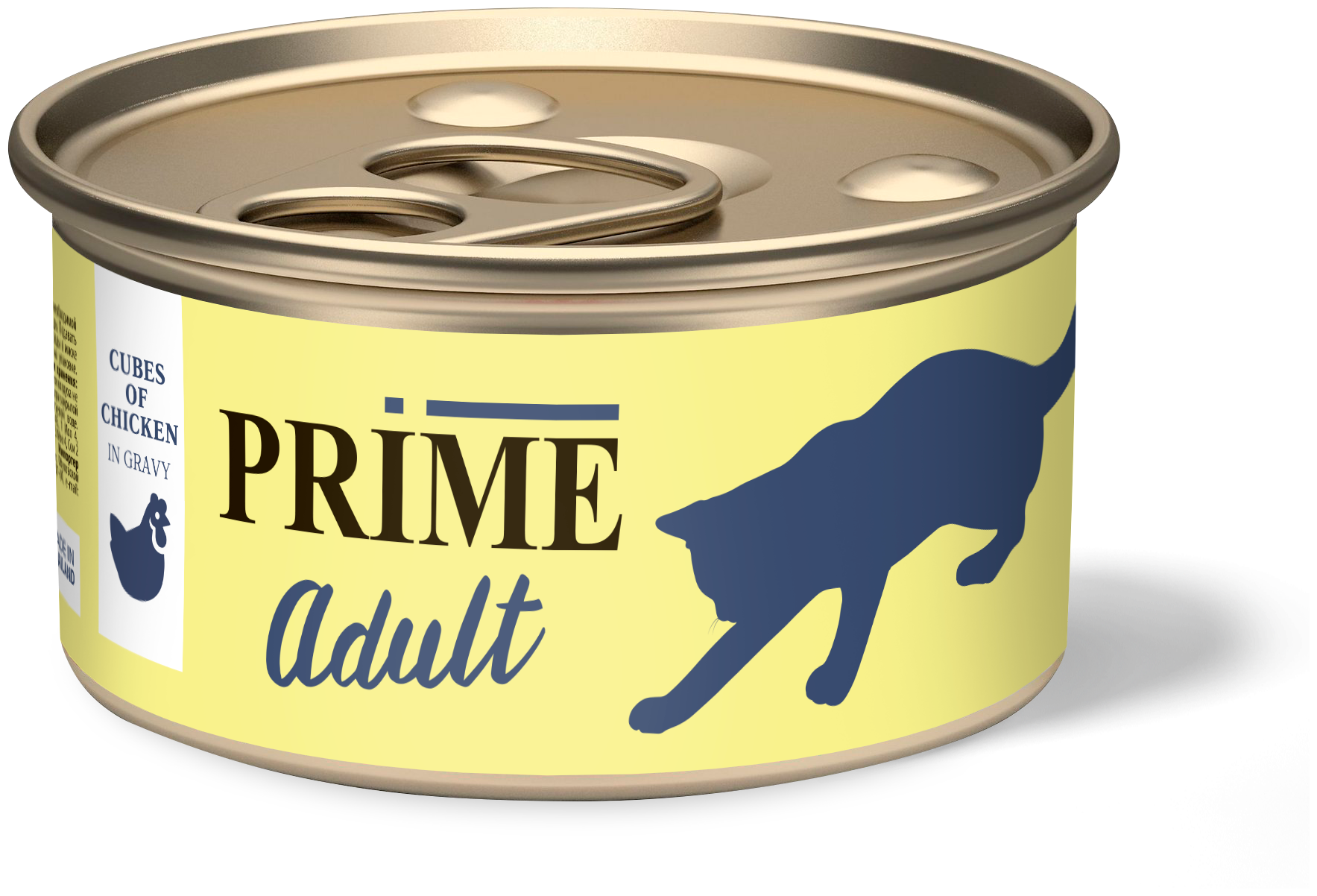 PRIME ж/б консервированный корм 75г Курица кусочки в соусе для кошек