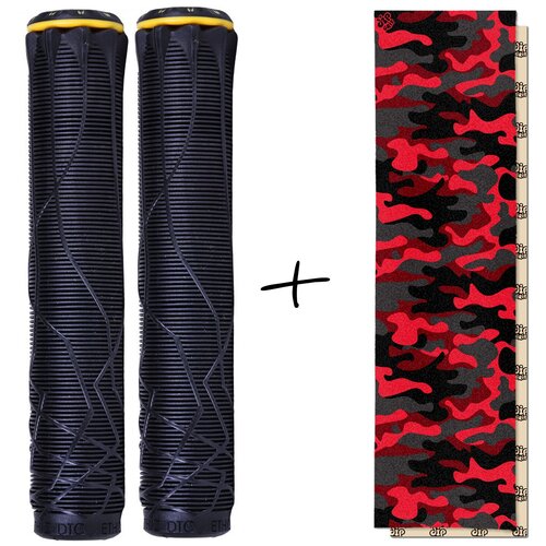 Набор для самоката Red Camo шкурка + грипсы Ethic, черный грипсы для самоката ethic rubber grips red