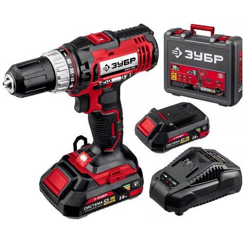 ЗУБР 18В без АКБ в коробке дрель-шуруповерт ДШЛ-185 250500₽