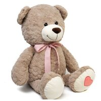 Мягкая плюшевая игрушка коричневый Мишка Медведь 50 см с розовым сердечком на лапе