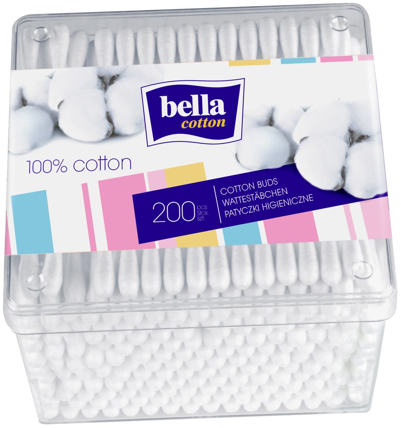 Ватные палочки Bella в прямоугольной упаковке, 200 шт. - фото №2