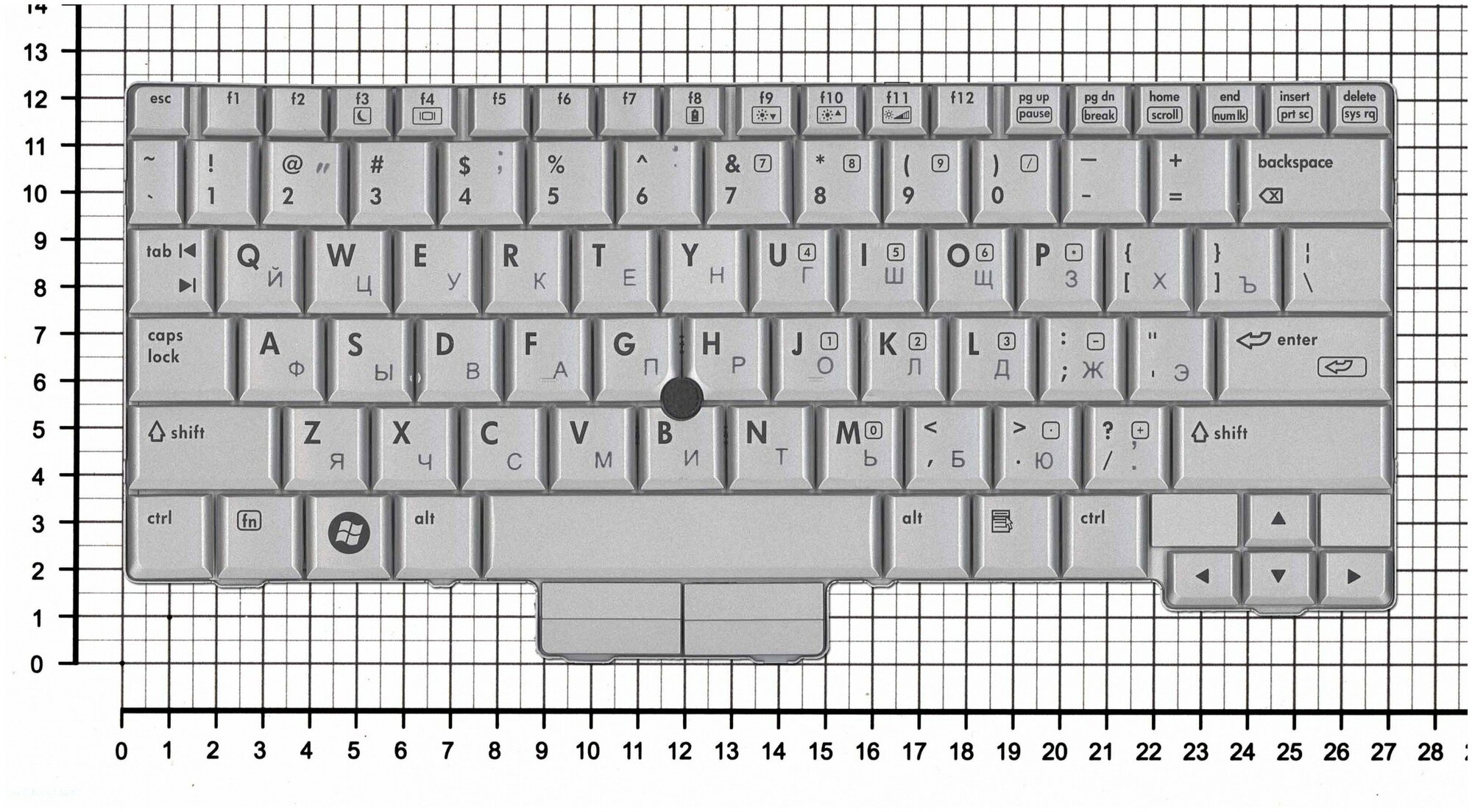 Клавиатура для ноутбука HP Compaq 2710p серебристая