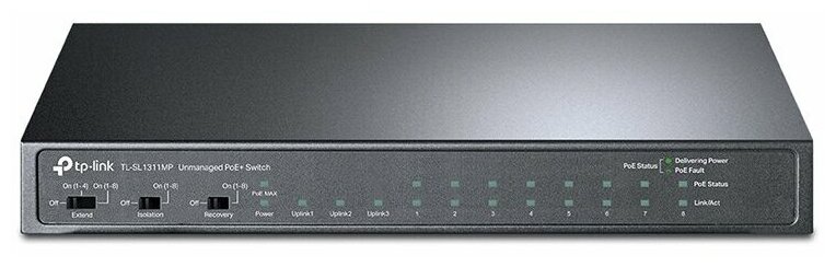 Коммутатор TP-Link TL-SL1311MP 8x100Mb 2G 1SFP 8PoE 124W неуправляемый