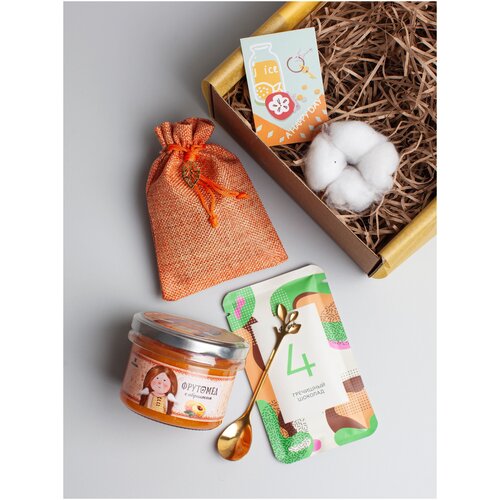 Подарочный набор Спасибо оранжевый / Сладкий подарок / Приятный сюрприз учителю, тренеру, женщине, мужчине / универсальный набор / чай / мед / шоколад