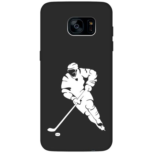 Матовый чехол Hockey W для Samsung Galaxy S7 Edge / Самсунг С7 Эдж с 3D эффектом черный пластиковый чехол дева образ на samsung galaxy s7 edge самсунг галакси с 7 эдж